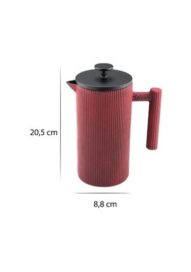 Bambum Linden - Döküm Demlik French Press 800 Ml Kırmızı Kırmızı
