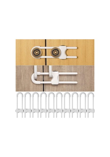 Bebek İçin 5 Adet Dolap Kilit U-şekilli Ayarlanabilir Eşya Dolabı Gardırop Çekmece Kolu İçin Kilit Çok Renkli