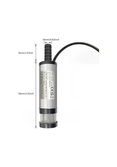 Honeybeeshop 1 Adet Dc 12v Daldırılabilir Elektrikli Pompası Yağ Pompası Dizel Ve Su İçin Uygun Filtreli Alüminyum Alaşımlı Kasa Simli