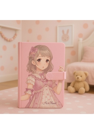 Çocuk Kilitli Resimli Anı Defteri 100 Yaprak İthal Ürün Prenses Pembe