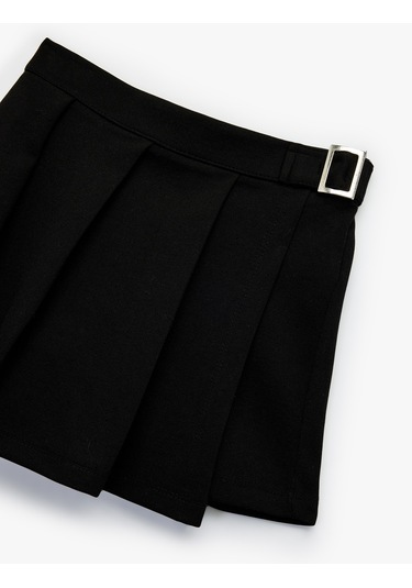 Koton Toka Detaylı Viskon Karışımlı Pileli Etek Siyah 6wkg40069ak SiYAH