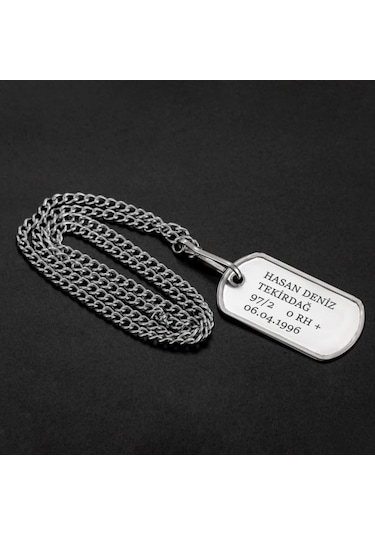 Askeri Künye Ve Zincir Takımı - Asker Künyesi (549227832) Gri