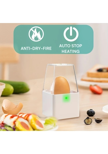 Honeybeeshop Beyaz Pancerka Hizli Tek Yumurta Pisirici Mini Elektrikli Kazan Otomatik Kapama Enerji Tasarruflu