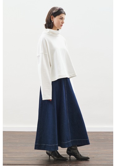 Yüksek Yakalı Oversıze Sweatshırt Ekru Ekru