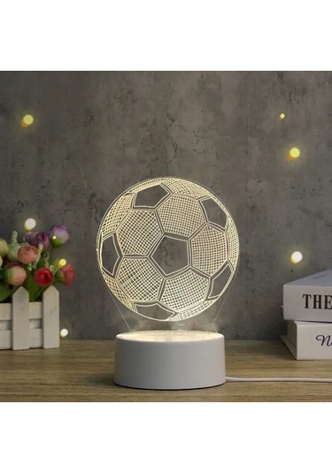 Kosona 3d Futbol Şekilli Kule Led Gece Lambası - 3 Renk Seçeneği, Dokunmatik Kontrol, Usb Beslemeli, Çocuk Odası Dekorasyonu