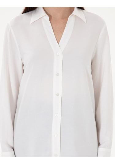 Pierre Cardin Kadın Beyaz Gömlek Desenli 50311566-vr013 Beyaz