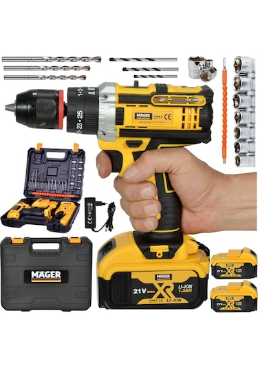 Mager ZY-04 Darbeli Çelik Madren Şarjlı Akülü Vidalama Matkap