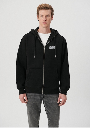 Mavi - Mavi Logo Baskılı Fermuarlı Siyah Sweatshirt 0611715-900 Siyah