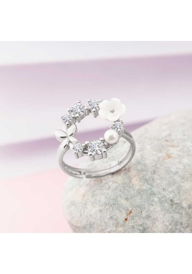 Blackcraft Gümüş Ayarlanabilir Manolya Çiçeği Kadın Yüzük Bc-f17c6f Renkli