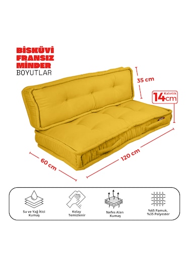 Xpermate Bisküvi Minder Petek Önü Fransız 60x120x14 Sarı