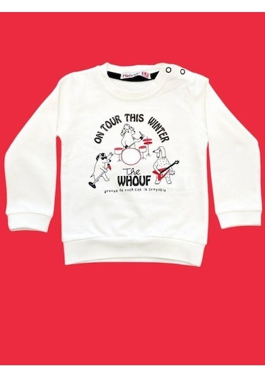 Cantoy Erkek Bebek Winter Yazılı Pamuklu Sweatshirt-14658 Ekru