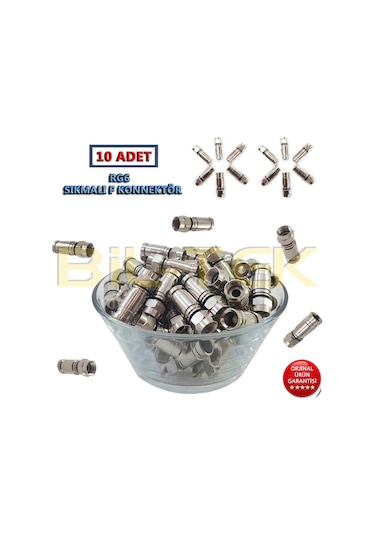 Rg6 Sıkmalı F Konnektör - 10 Adet