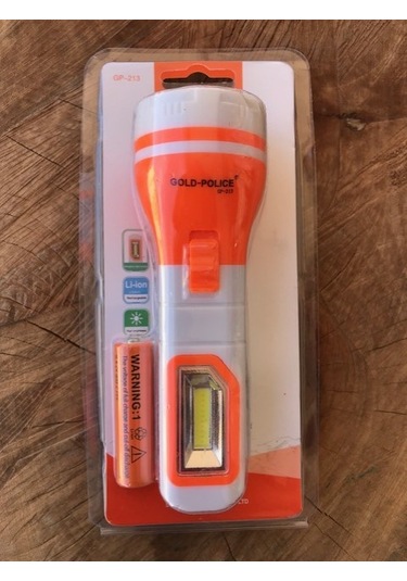 Goldpolice Led Şarjlı Fener Uzun Mesafe Kamp Feneri 4.2volt Siyah