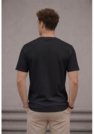 Bürke 2'li Erkek/Unisex Siyah Renk %100 Pamuk Bisiklet Yaka Basic Tişört