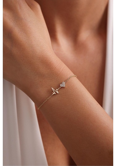 Gianfranco Rhythm Taşlı Kalp Bileklik Altın Sarı Altın