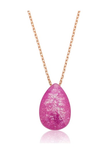 Gümüş Pembe Damla Şeker Kolye Rose