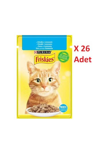 Purina Friskies Somonlu Soslu Pouch Yetişkin Kedi Yaş Maması 26 x 85 G
