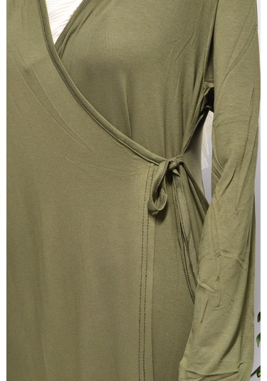 Kadın Yandan Bağlamalı Pamuklu Penye Namaz Elbisesi 38-48 Beden Yeşil