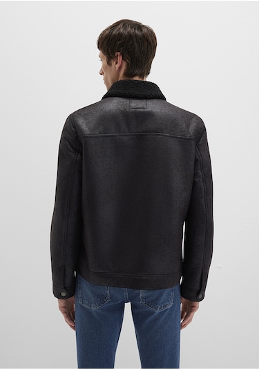 Mavi - Siyah Suni Deri Ceket 0110460-71379 Siyah