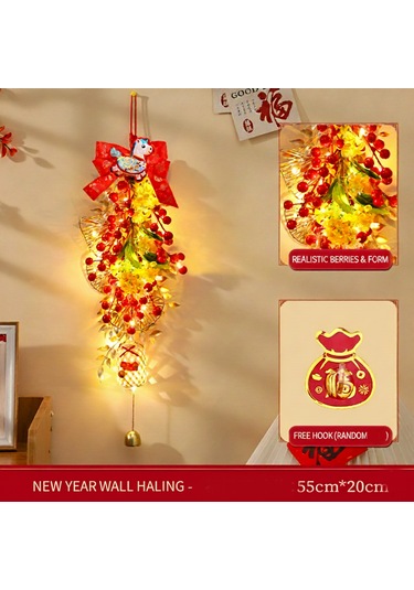 Suofeng 2025 Yılbaşı Yılan Yılı Aydınlatmalı "beş Şans" Süsü - Pvc+kağıt Dekoratif Ev Kapı Süsü