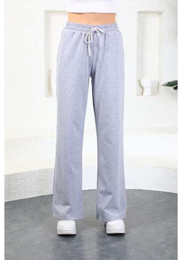 Kallima Gri Mevsimlik Salaş Rahat Bol Paça Kadın Eşofman Altı Gri