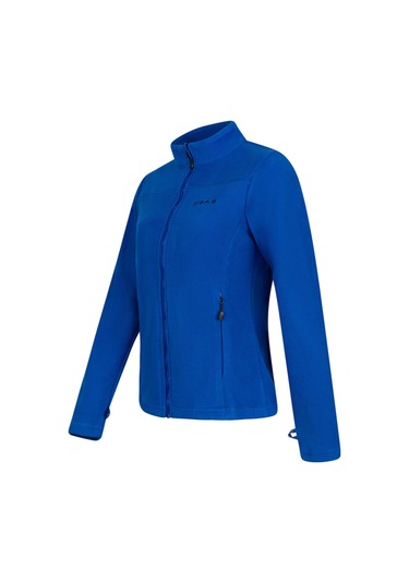 2As Cara Kadın Tam Fermuarlı İnce Polar Sweatshirt Mavi