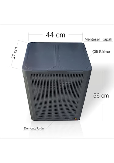 Renkli Beyaz Çift Bölmeli Kapaklı Delikli Hava Alan Demonte Kirli Gri