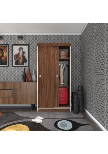 Kenzlife Gardırop Sürgülü Kapaklı Kapılı Karanfil090 Cvz Gardolap Dolap