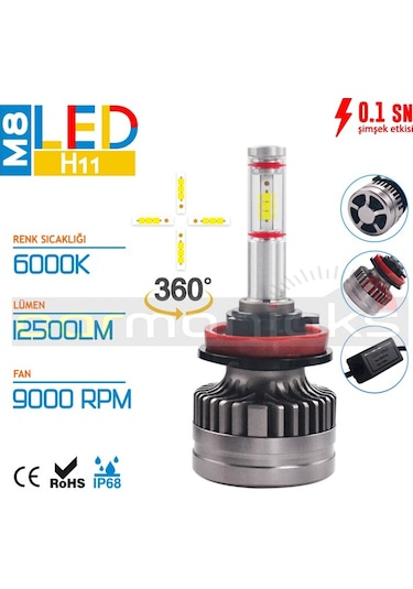 Led 360° M8 Full Power Csp Full Power Led Xenon Canbus H1 H4 H7.. 466217382