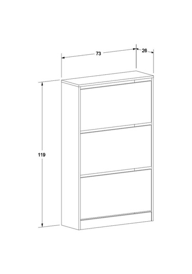 Flat Duo 3 Katlı Geniş Ayakkabılık - Oslo Ceviz 73x119x26 Cm Ceviz