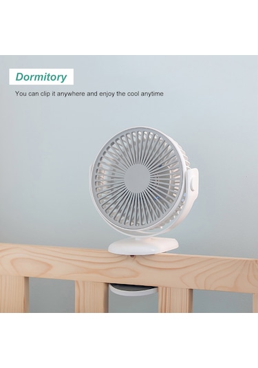 Springsun Klipsli & Masaüstü Fan 4000mah Usb Şarj 720 Döner, 4 Hız Seviyesi Sessiz Ev/ofis/yurt Beyaz