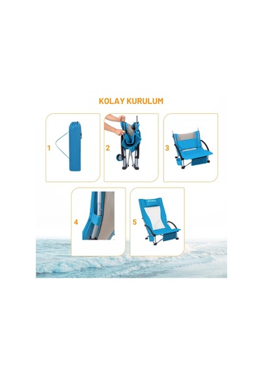 Kingcamp Lilac High Comfort Plaj Ve Dinlenme Sandalyesi Blue Buz Mavisi