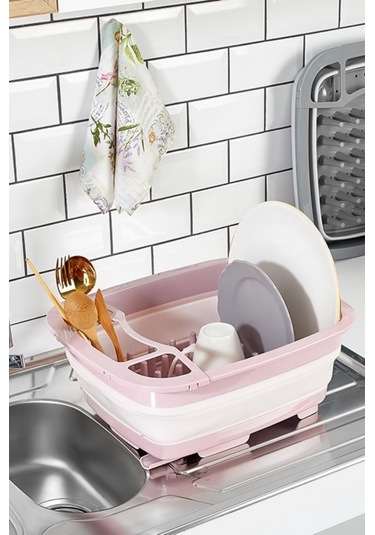 Flosoft Katlanabilir Bulaşıklık Ve Badya, Akordiyon Kaşıklık Bölmeli Tabaklık Kurutmalık Badya Gri