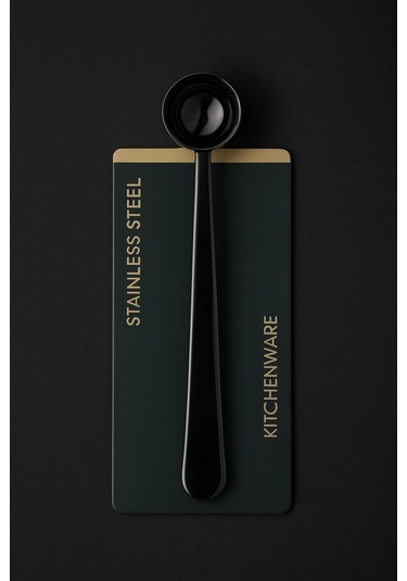 Paslanmaz Çelik Çok Amaçlı Ölçekli Kahve Ölçü Kaşığı Ve Paket Klipsi Siyah