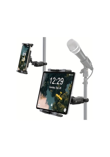 Honeybeeshop Yeni Tablet Tutucu Telefon Tutucu Black Mikrofon Standı Bariyer Ve Gidon İçin 4 7 İla 13 Inç Ekran