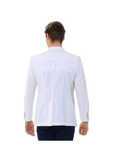 SPOSO G-125 İki Düğme Tek Yırtmaç Yarım Astar Beyaz Erkek Ceket Beyaz