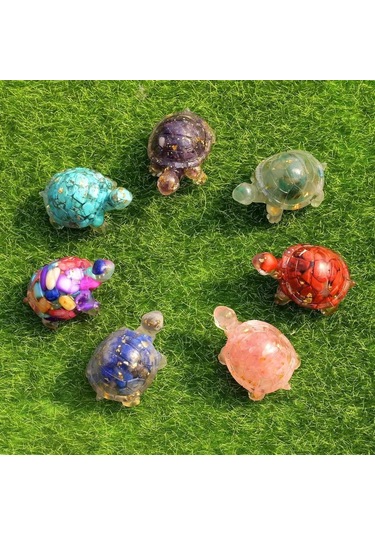 Youmex Mavi Kristal Kaplumbağa Heykeli - Altın Folyo İle Dekore, Ev Dekoru Ve Feng Shui Amulet, 1 Adet