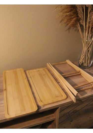 2 Katlı Bambu Çok Amaçlı Stant Sunum Organizer Diğer