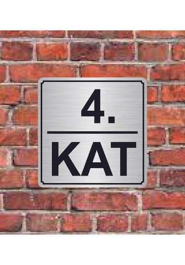 4. Kat Yazılı Metal Yönlendirme Levhası 15x15 Cm