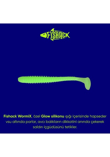 Silikon Kurt Yem - 4,2g 105mm - Turna/levrek Silikonu - 1 Adet - Glow - Karides Kokulu