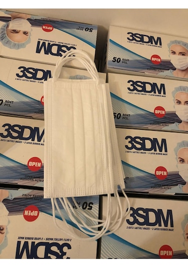 Cerrahi Maske 3 Katlı 50'Li Kutu Burun Telli Maske Ultrasonic Maske