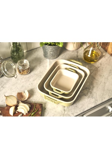 Staub Seramik Fırın Kabı Seti 3'lü Yeşil Diğer