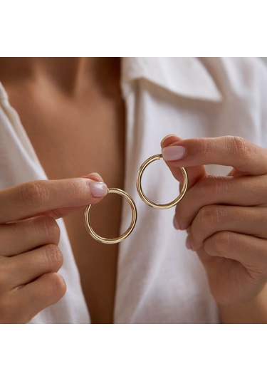 14k Altın Halka Küpe 2 Mm 3.0 Cm T14308 Renkli