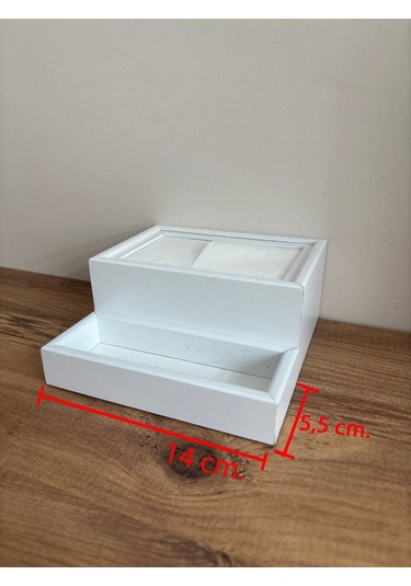 Mimoza Baharatlık Bölmeli Ahşap Masaüstü Peçetelik 6 Adet Restaurant Dispenser Beyaz Baharatlıklar Hariç