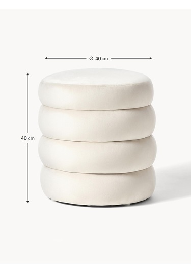 Most Twister Puf 01 Kırık Beyaz Beyaz Kadife Kumaş Evinize Tesli