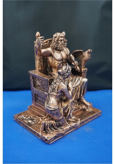 Zeus Ve Hera Mitolojik Heykel 30 Cm Dekoratif Biblo, Ev & Ofis Hediyelik Aksesuar Bakır