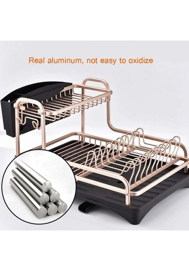 Didadodo Çift Katmanlı Uzay Alüminyum Bulaşıklık Mutfak Drenaj Rafı Çok Renkli