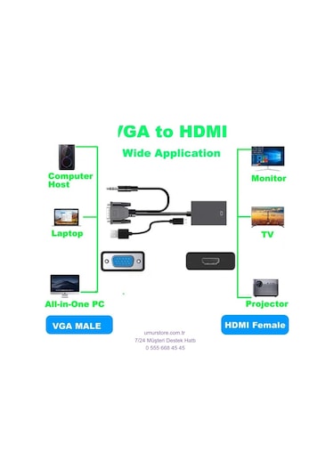 Vga Hdmı Aktif Dönüştürücü Vga To Hdmı Kablolu Vga Erkek Hdmı Dişi Vga In Hdmı Out Converter