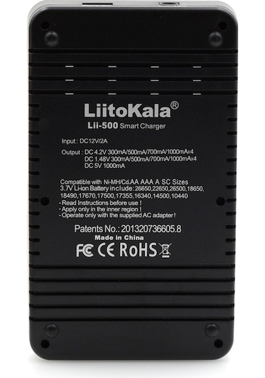 Fosenze Liitokala Lii-500 4 Slot Lcd Ekranlı Şarj Cihazı - 26650/14500/21700/aa/aaa Pil Çeşitleri İçin