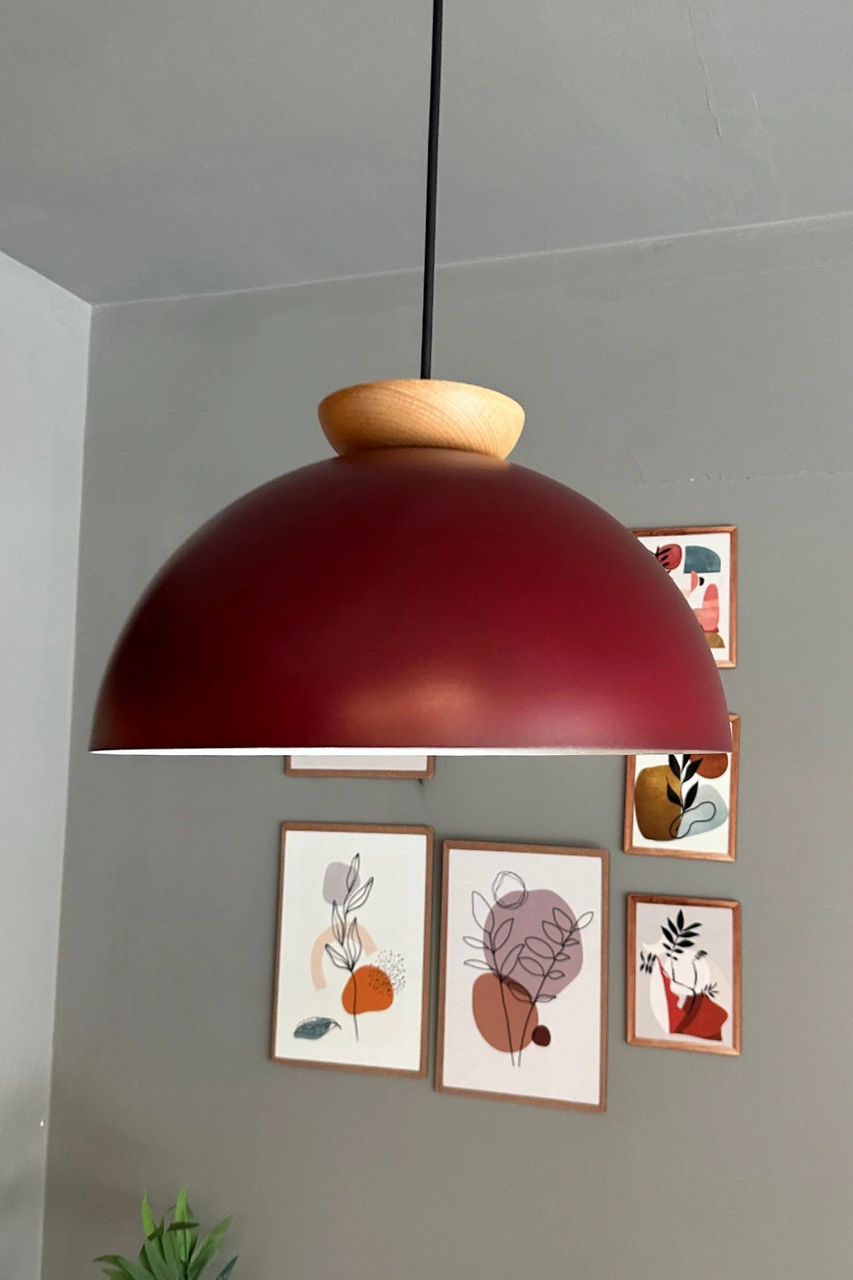 Yimpi Vişne Çürüğü Avize Ahşap Tekli Sarkıt Salon Kuaför Cafe Dekoratif Aydınlatma Pastane Vişne Çürüğü